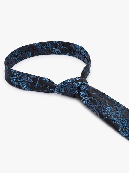 Men's Floral Print Tie Set with Pocket Square