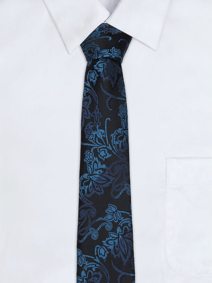 Men's Floral Print Tie Set with Pocket Square
