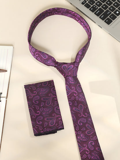 Men's Paisley Tie Set with Pocket Square