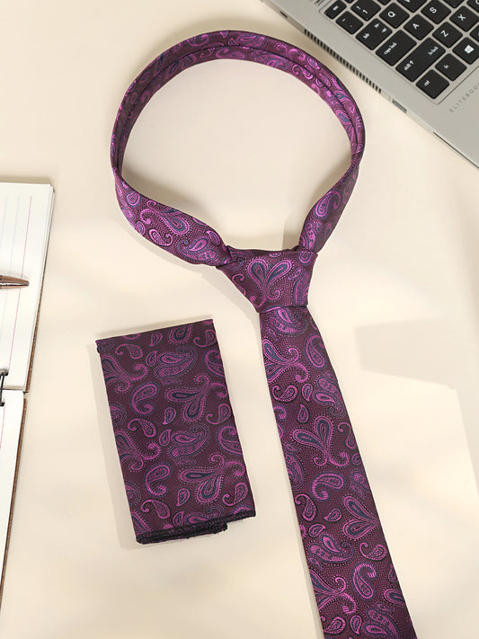 Men's Paisley Tie Set with Pocket Square