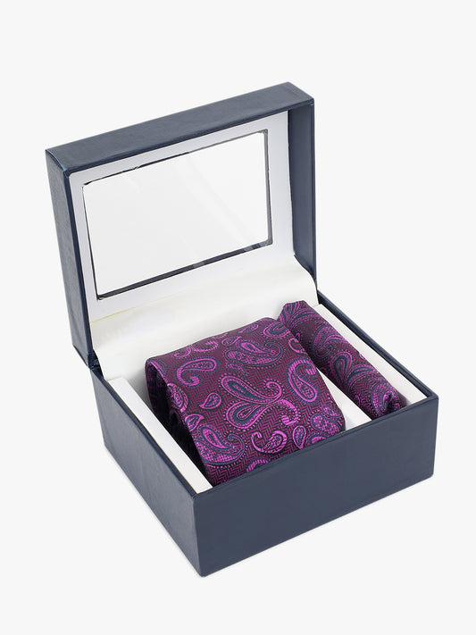 Men's Paisley Tie Set with Pocket Square