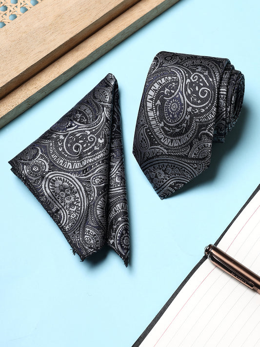 Men's Paisley Tie Set with Pocket Square