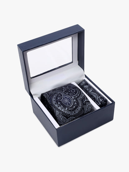 Men's Paisley Tie Set with Pocket Square