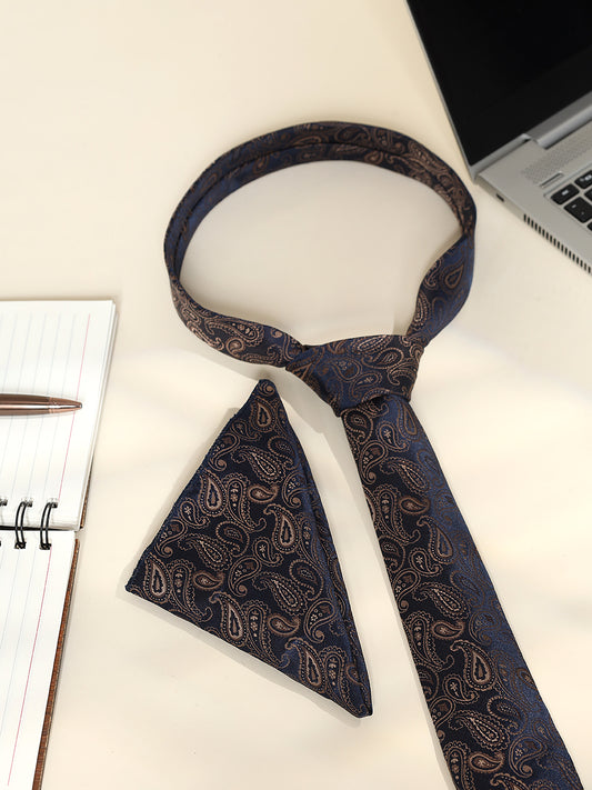 Men's Paisley Tie Set with Pocket Square