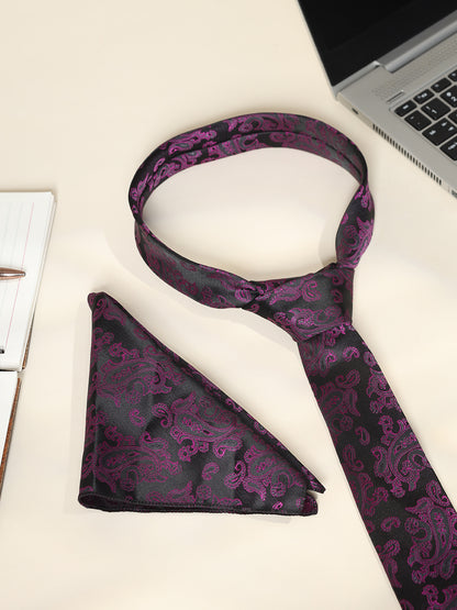 Men's Paisley Tie Set with Pocket Square
