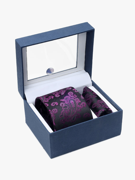 Men's Paisley Tie Set with Pocket Square