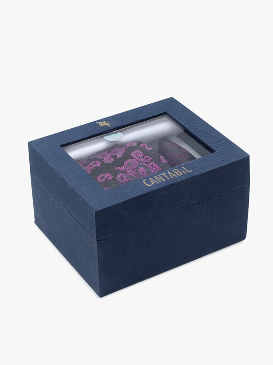 Men's Paisley Tie Set with Pocket Square