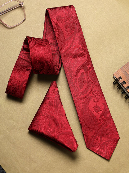 Men's Paisley Tie Set with Pocket Square