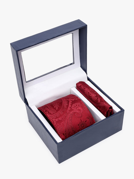 Men's Paisley Tie Set with Pocket Square