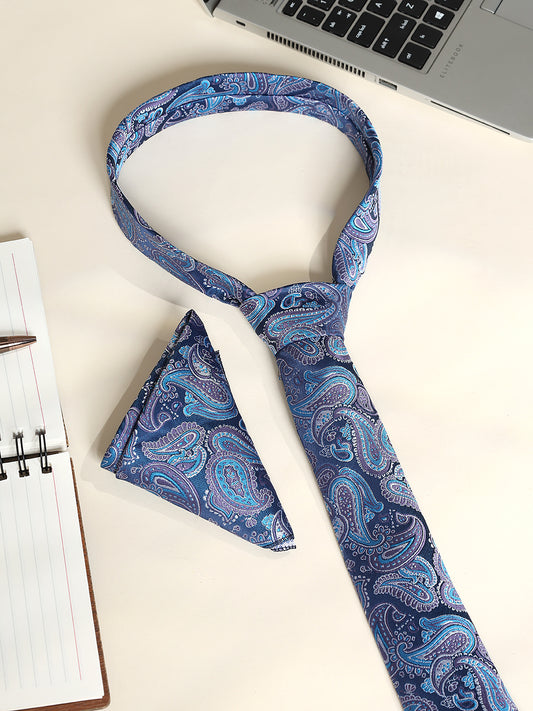 Men's Paisley Tie Set with Pocket Square