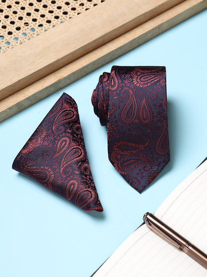 Men's Paisley Tie Set with Pocket Square