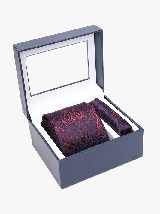 Men's Paisley Tie Set with Pocket Square