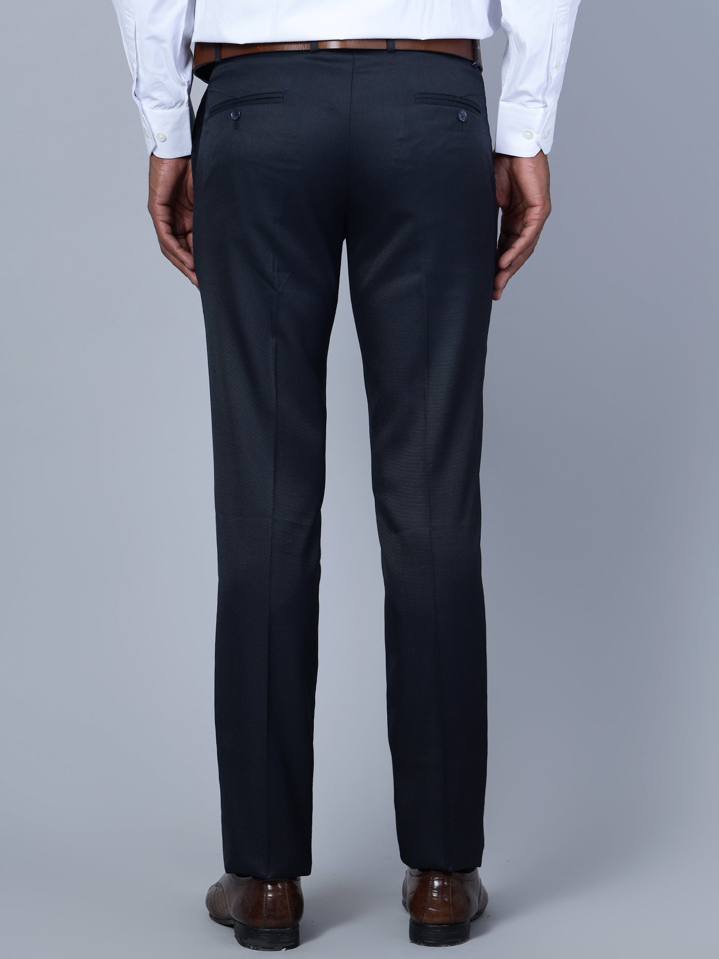 Cantabil Men Navy Blue Formal Trouser (7135544279179)