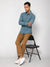 Cantabil Men Brown Cotton Blend Self Design Regular Fit Casual Trouser (7113734422667)