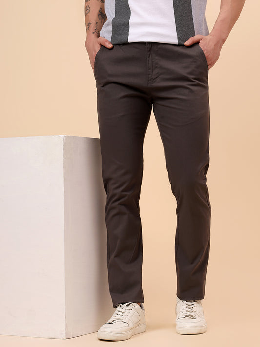 Casual Trouser for Men | Breathable & Soft with Color Fastness Regular Fit Cotton Blend Fabric Solid Pattern Button Closure