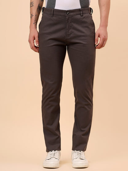 Casual Trouser for Men | Breathable & Soft with Color Fastness Regular Fit Cotton Blend Fabric Solid Pattern Button Closure