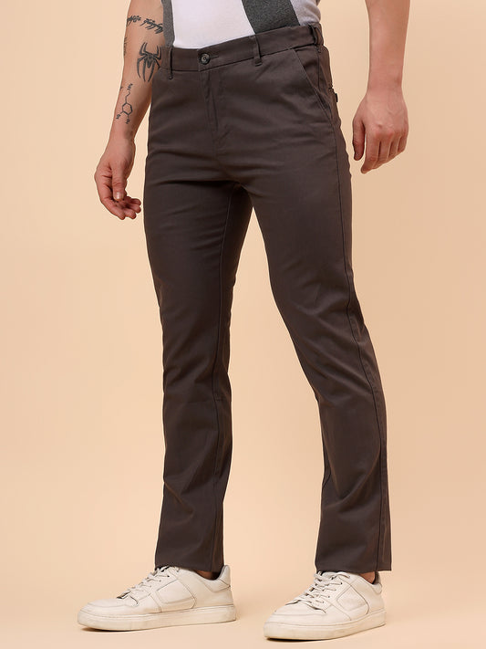 Casual Trouser for Men | Breathable & Soft with Color Fastness Regular Fit Cotton Blend Fabric Solid Pattern Button Closure
