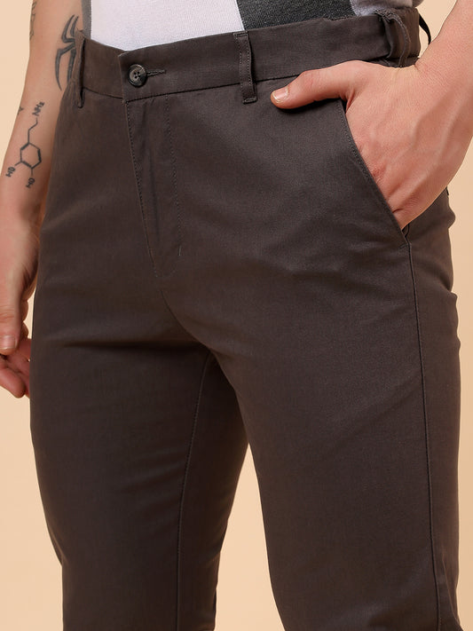 Casual Trouser for Men | Breathable & Soft with Color Fastness Regular Fit Cotton Blend Fabric Solid Pattern Button Closure