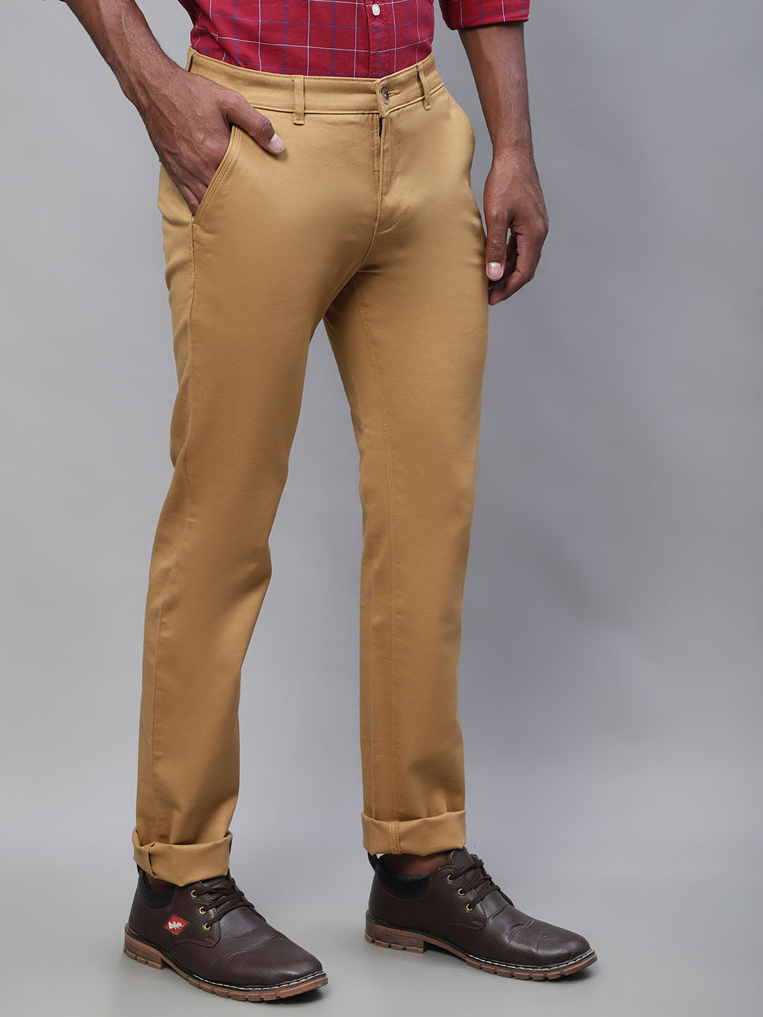 Buy Cantabil Khaki Regular Fit Trousers for Men Online @ Tata CLiQ