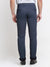 Cantabil Men Navy Blue Solid Plain Cotton Regular Fit Casual Trouser (6729671671947)