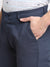 Cantabil Men Navy Blue Solid Plain Cotton Regular Fit Casual Trouser (6729671671947)