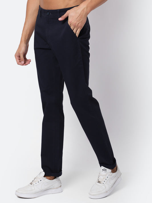 Cantabil Men Navy Blue Cotton Blend Regular Fit Casual Trouser (6930250301579)