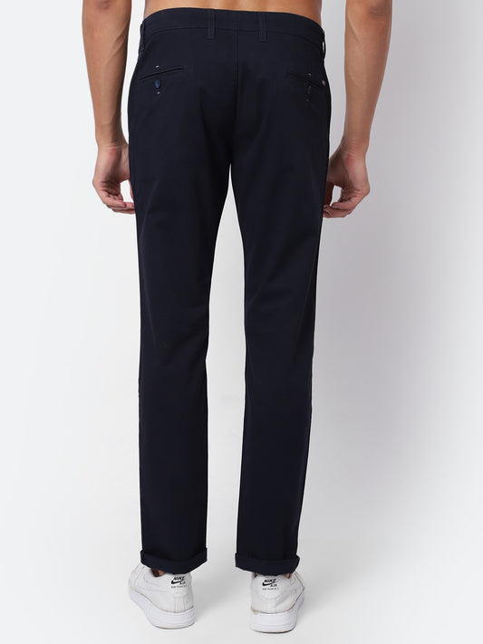 Cantabil Men Navy Blue Cotton Blend Regular Fit Casual Trouser (6930250301579)