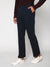 Cantabil Men Navy Blue Cotton Blend Solid Regular Fit Casual Trouser (7113884336267)