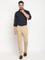 Cantabil Men Beige Cotton Blend Solid Regular Fit Casual Trouser (6794718969995)