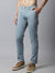 Cantabil Men Aqua Blue Cotton Blend Self Design Regular Fit Casual Trouser (7048355250315)