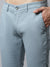 Cantabil Men Aqua Blue Cotton Blend Self Design Regular Fit Casual Trouser (7048355250315)