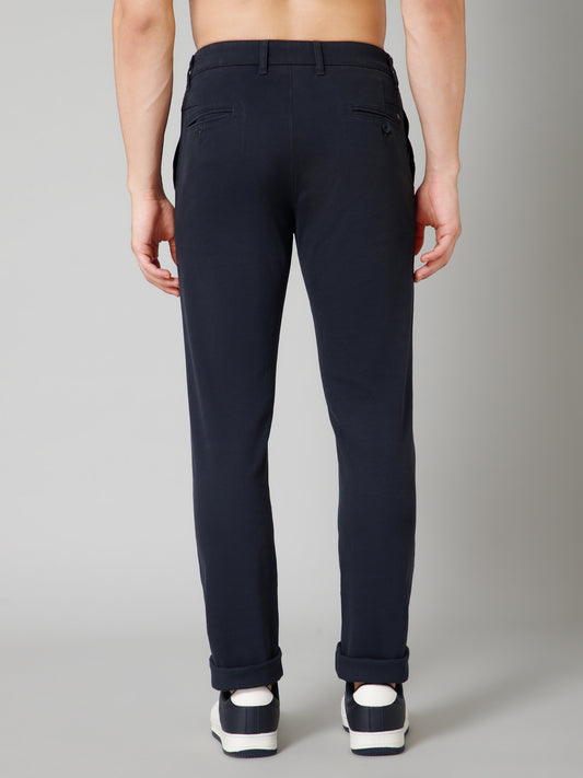 Men's Casual Flat front Navy Blue  Trousers