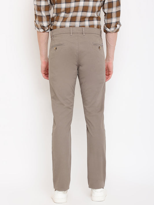 Cantabil Men Brown Cotton Blend Self Design Regular Fit Casual Trouser (7069492412555)
