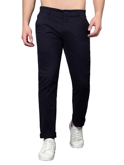 Casual Trouser for Men | Breathable & Soft with Color Fastness Regular Fit Cotton Blend Fabric Solid Pattern Button Closure