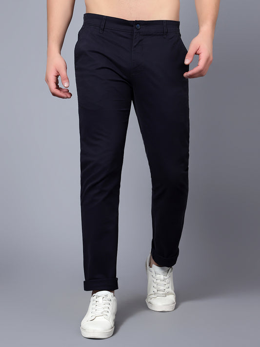 Casual Trousers for Men l Breathable & Soft with Color Fastness Smart Fit Cotton Stretch Fabric Solid Pattern Button Closure.