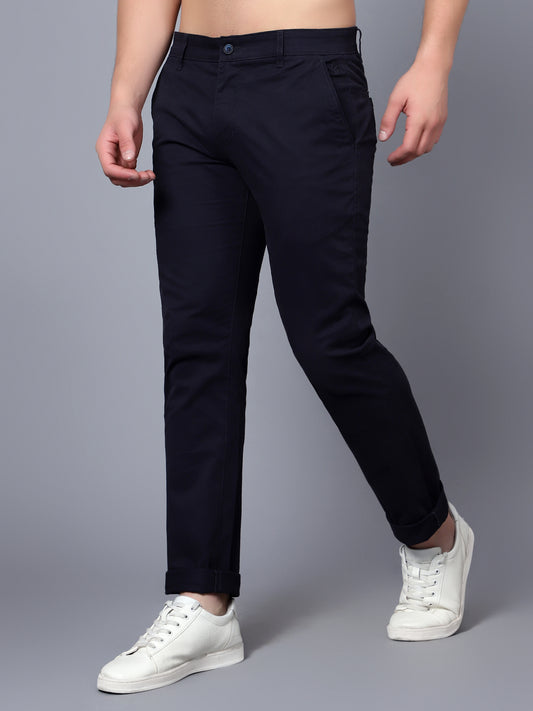 Casual Trousers for Men l Breathable & Soft with Color Fastness Smart Fit Cotton Stretch Fabric Solid Pattern Button Closure.
