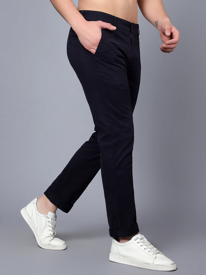 Casual Trousers for Men l Breathable & Soft with Color Fastness Smart Fit Cotton Stretch Fabric Solid Pattern Button Closure.