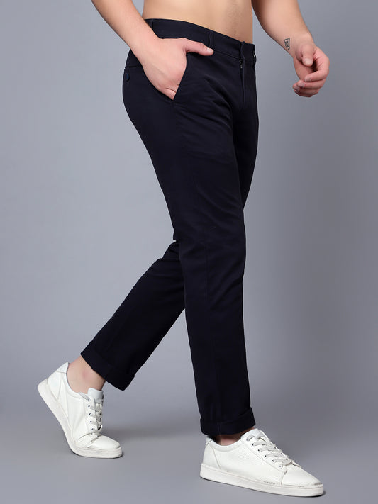 Casual Trousers for Men l Breathable & Soft with Color Fastness Smart Fit Cotton Stretch Fabric Solid Pattern Button Closure.