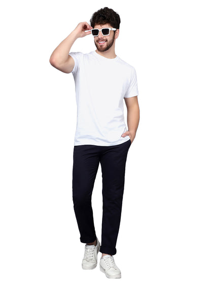 Casual Trouser for Men | Breathable & Soft with Color Fastness Regular Fit Cotton Blend Fabric Solid Pattern Button Closure