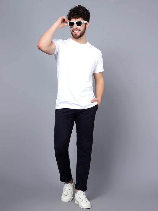 Casual Trousers for Men l Breathable & Soft with Color Fastness Smart Fit Cotton Stretch Fabric Solid Pattern Button Closure.