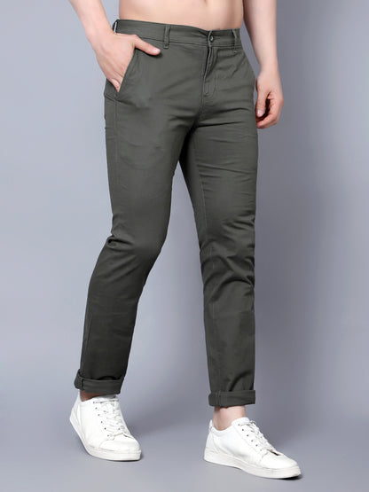 Men's Light Grey Solid Smart Fit Casual Trouser