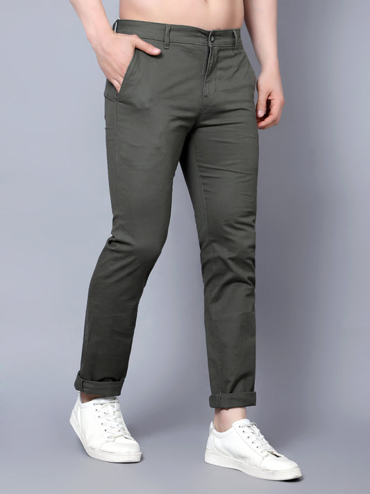 Men's Light Grey Solid Smart Fit Casual Trouser
