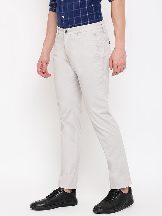 Cantabil Men Ivory Cotton Blend Checkered Regular Fit Casual Trouser (7069500833931)