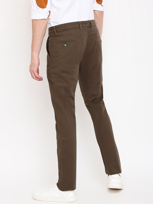 Cantabil Men Olive Cotton Blend Self Design Regular Fit Casual Trouser (7069505486987)