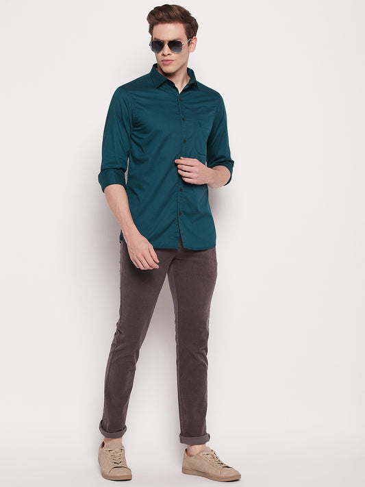 Cantabil Men Grey Corduroy Blend Solid Regular Fit Casual Trouser (7057772281995)