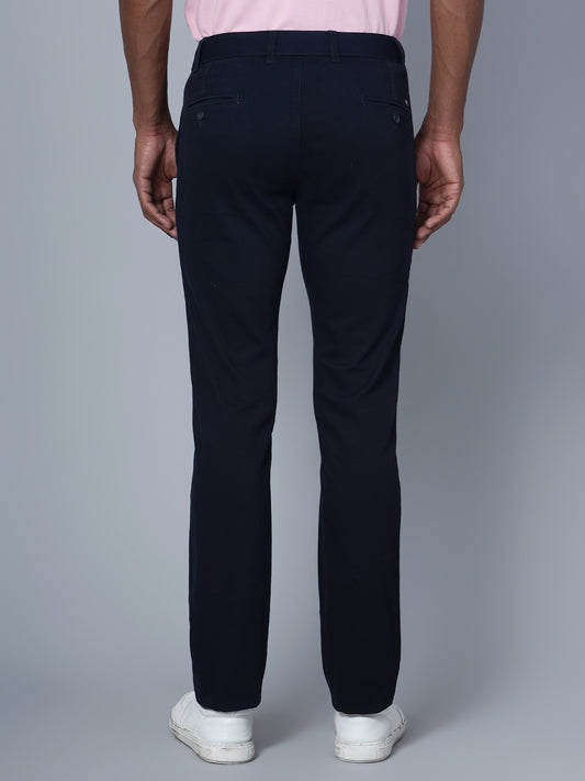 Men's Casual Flat front Navy Blue Trousers