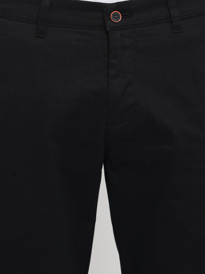 Cantabil Men Black Cotton Blend Self Design Regular Fit Casual Trouser (7047336427659)