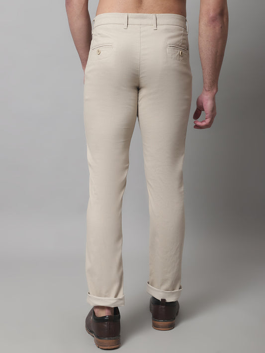 Cantabil Men Beige Cotton Blend Printed Regular Fit Casual Trouser (7071163187339)