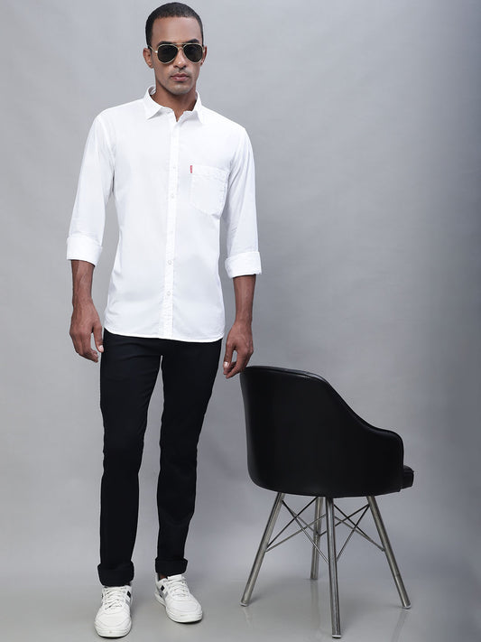 Cantabil Men Black Cotton Blend Solid Regular Fit Casual Trouser (7113921200267)