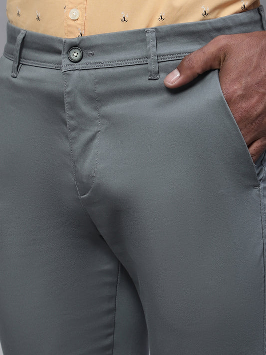 Cantabil Men Green Cotton Blend Solid Regular Fit Casual Trouser (7113926344843)